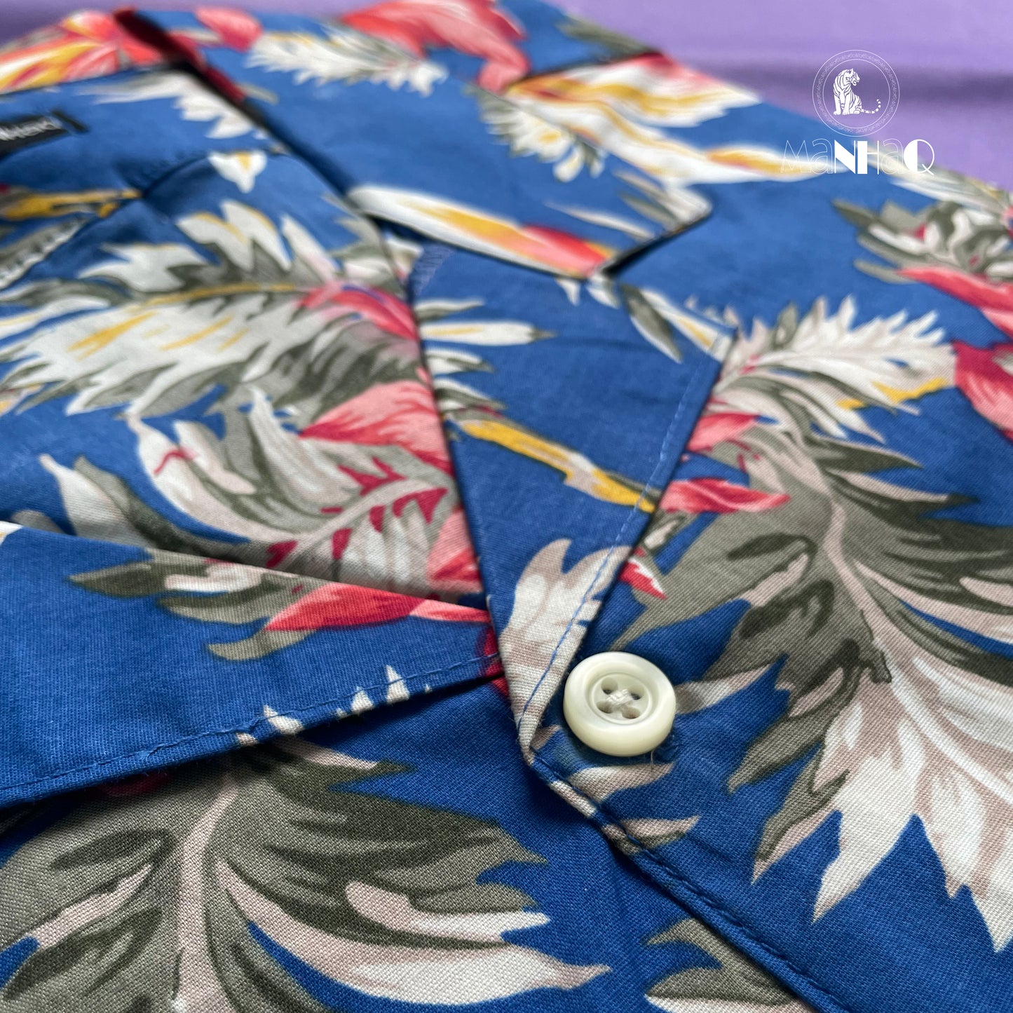 Hawaiian Floral Print Cotton Cuban Collar Shirt