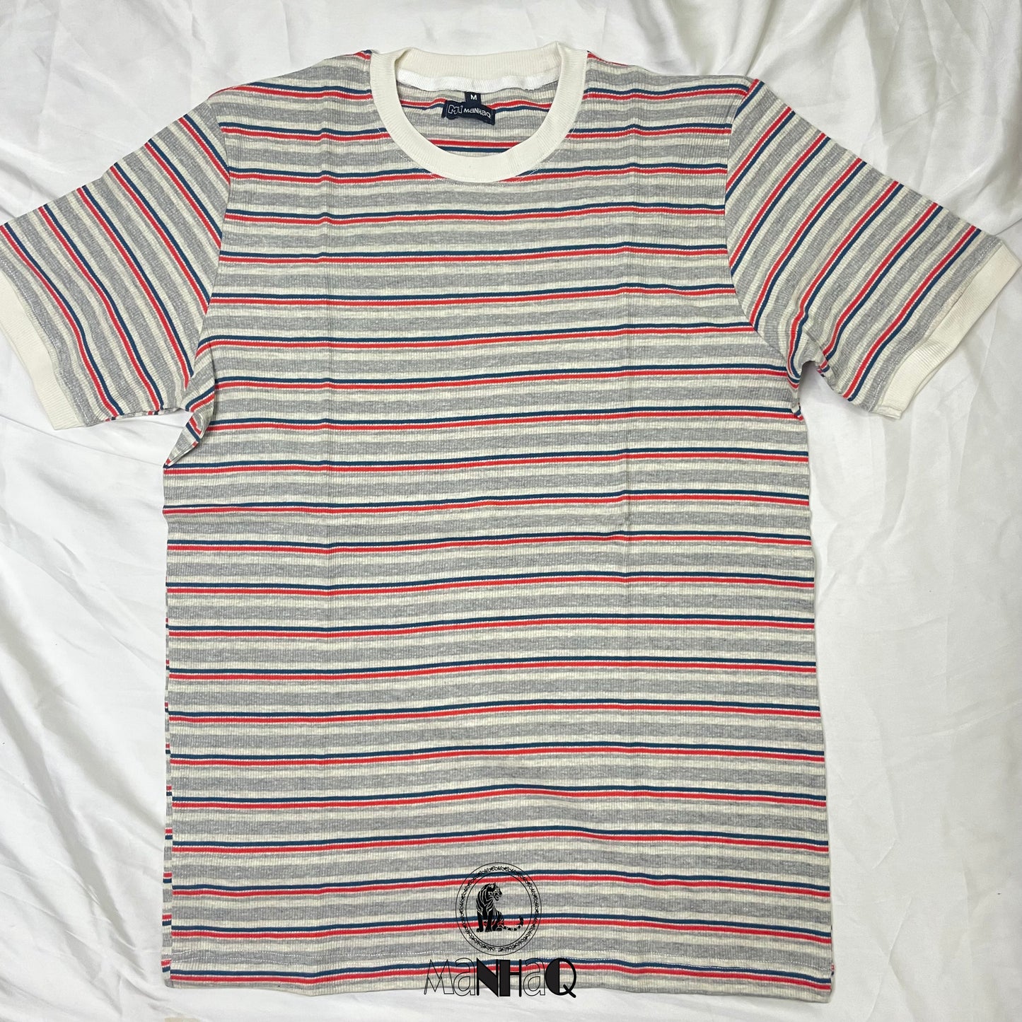 Half sleeve crew neck stripped T-shirt