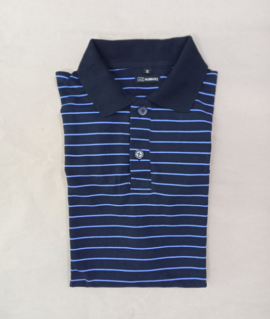 Navy blue & sky stripped Polo