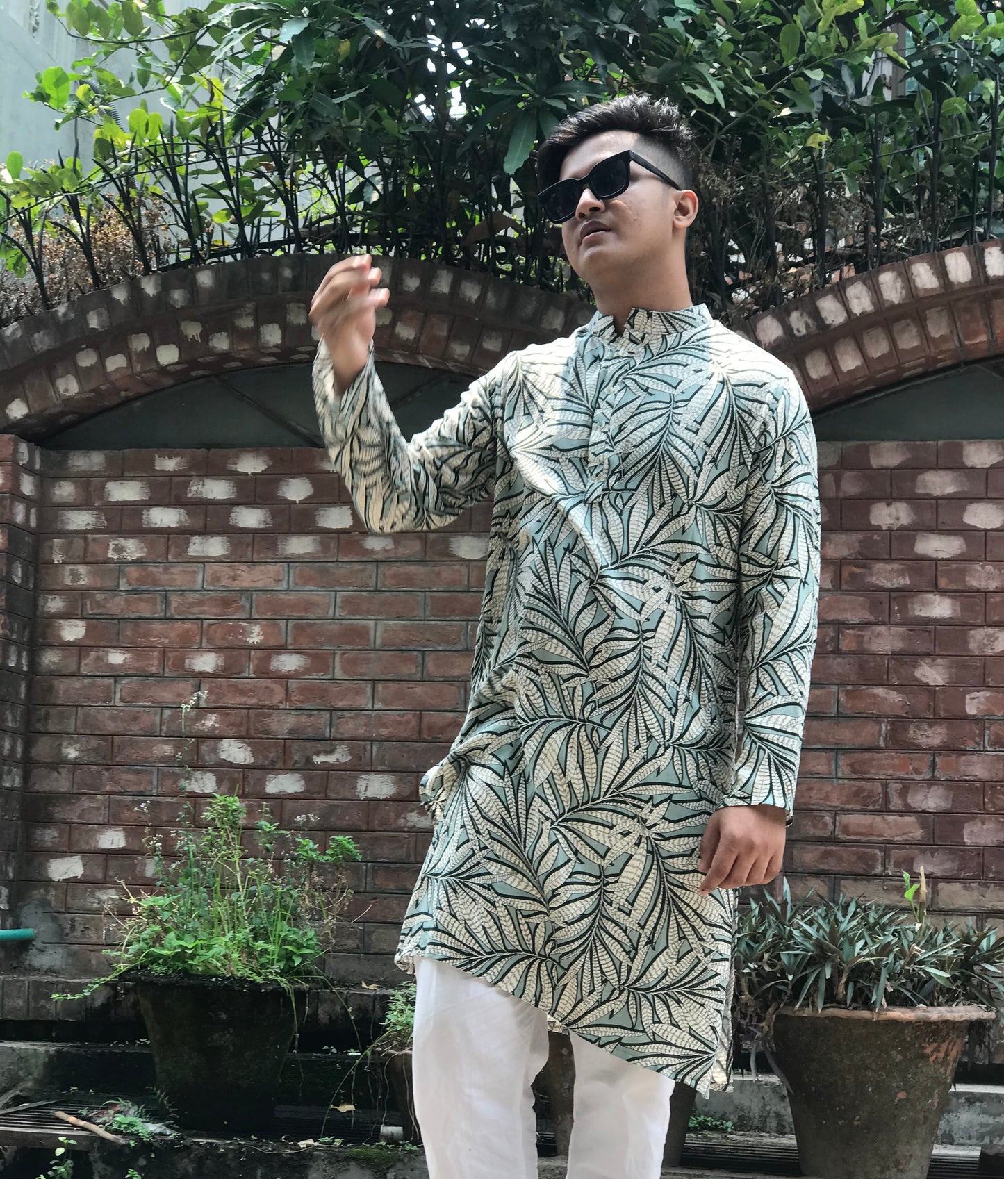 Men's Leaf Print Panjabi