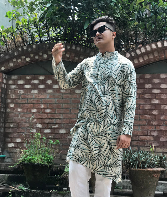 Men's Leaf Print Panjabi