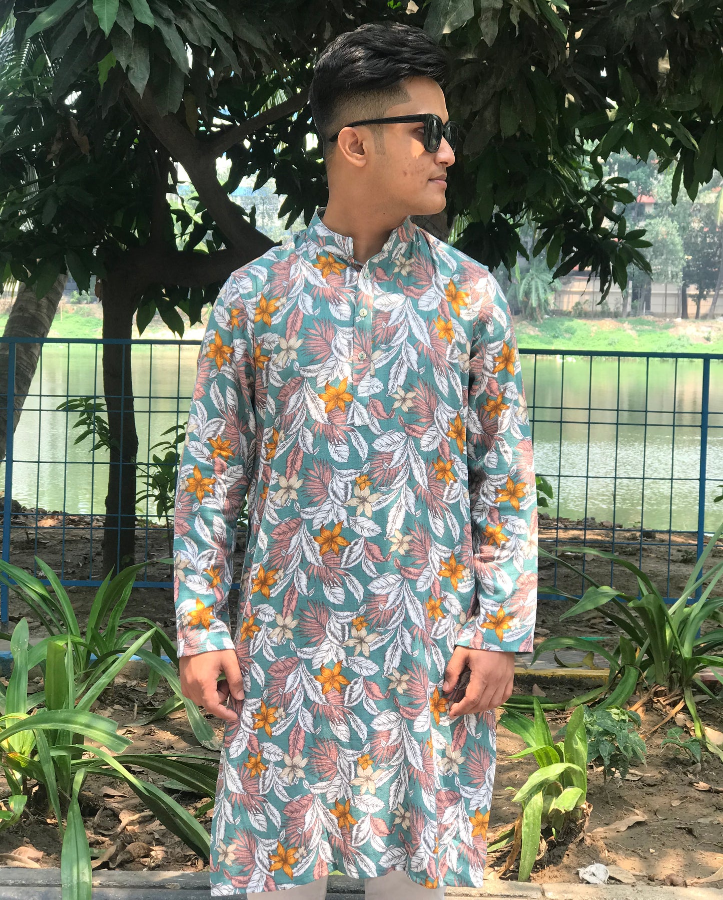 Men's  floral print Panjabi