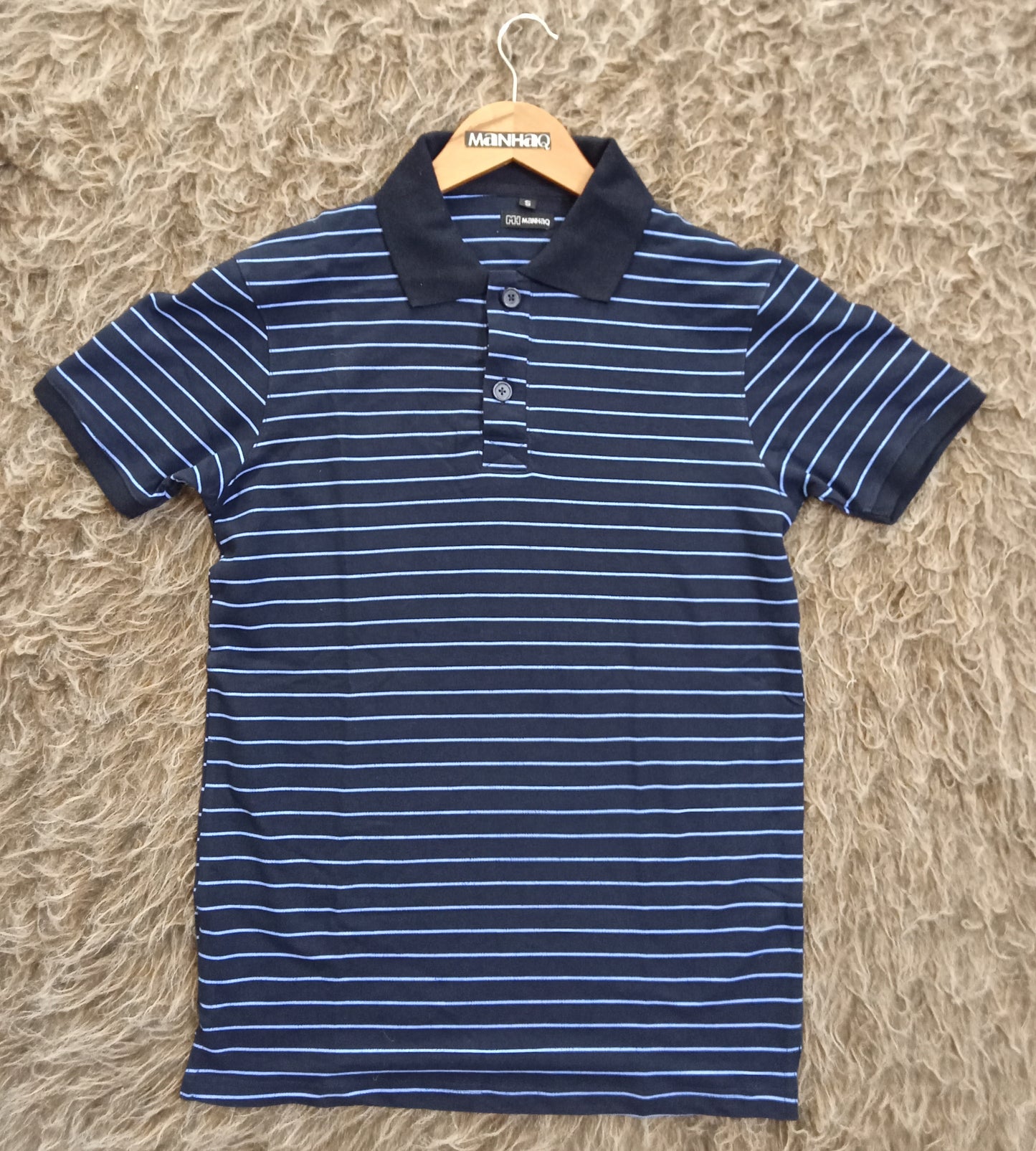 Navy blue & sky stripped Polo