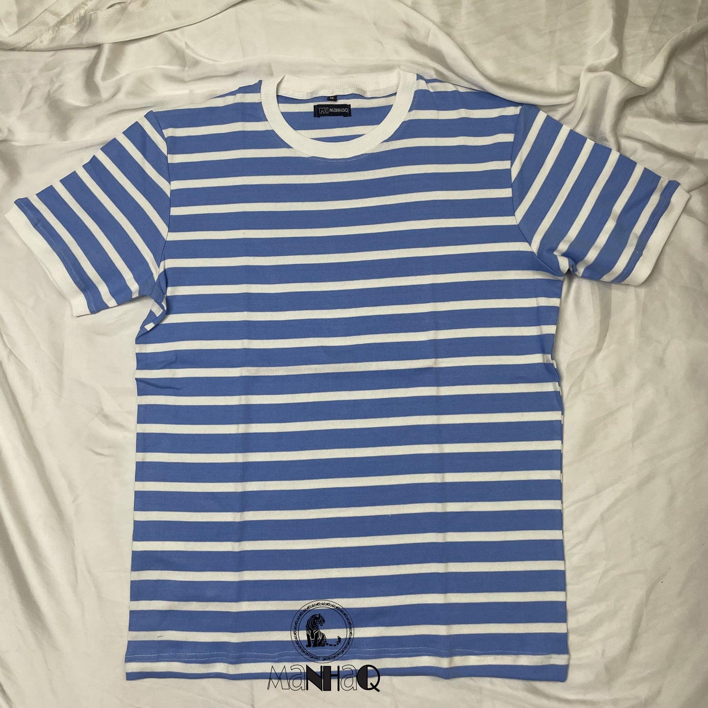 Half sleeve crew neck stripped T-shirt