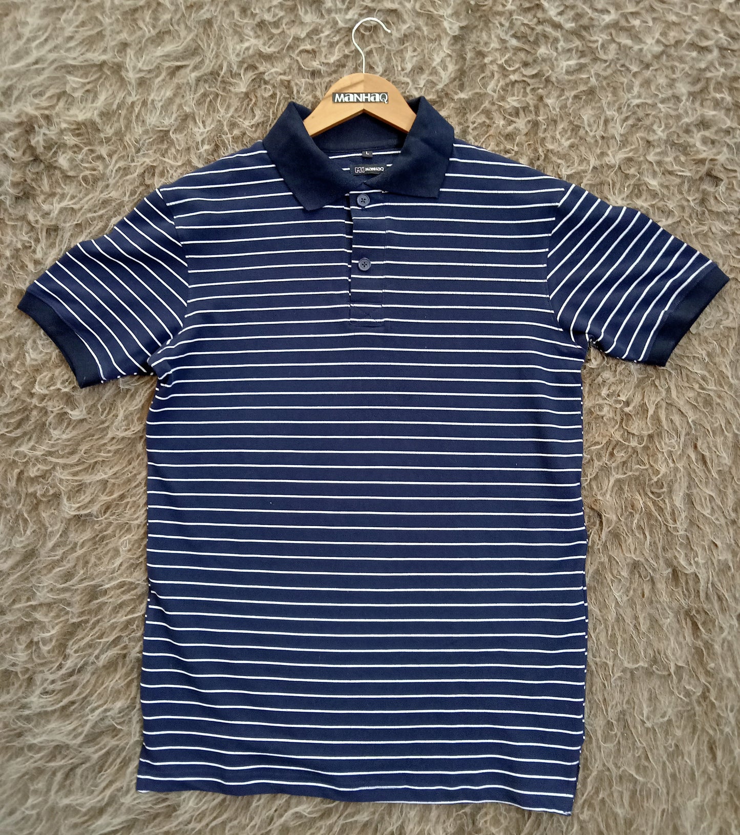 Navy blue & white stripped Polo