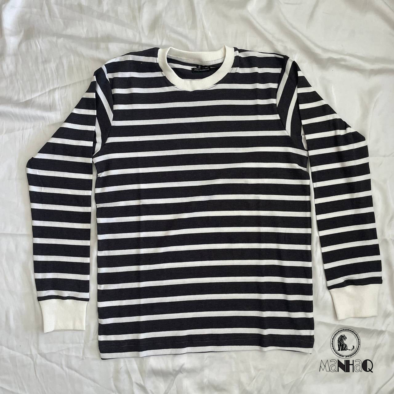 Full sleeve crew neck stripped Tshirt